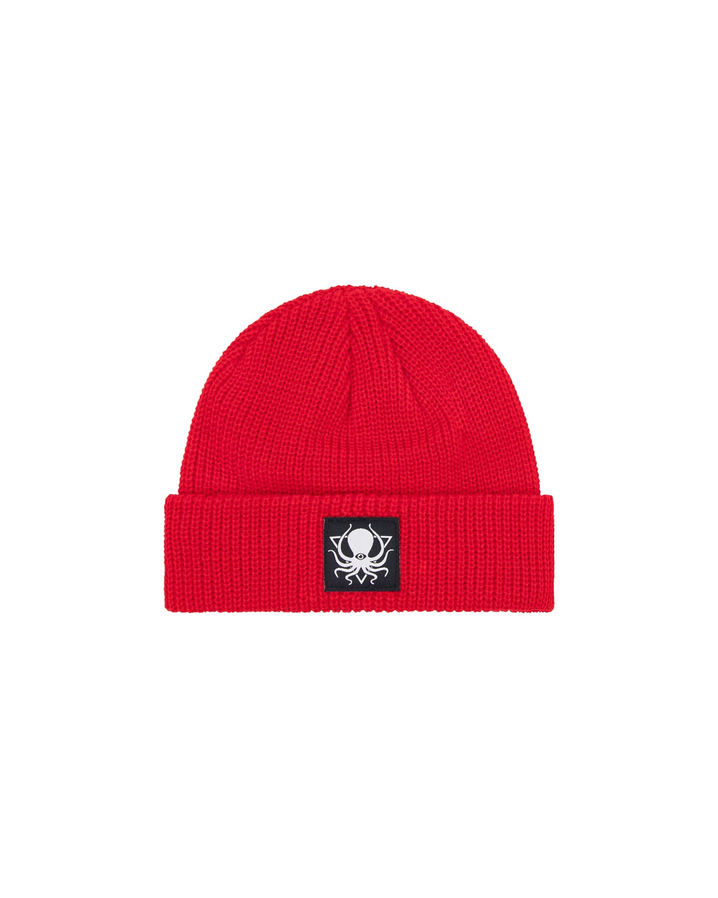 CRIMSON RED FISHERMAN PATCH BEANIE