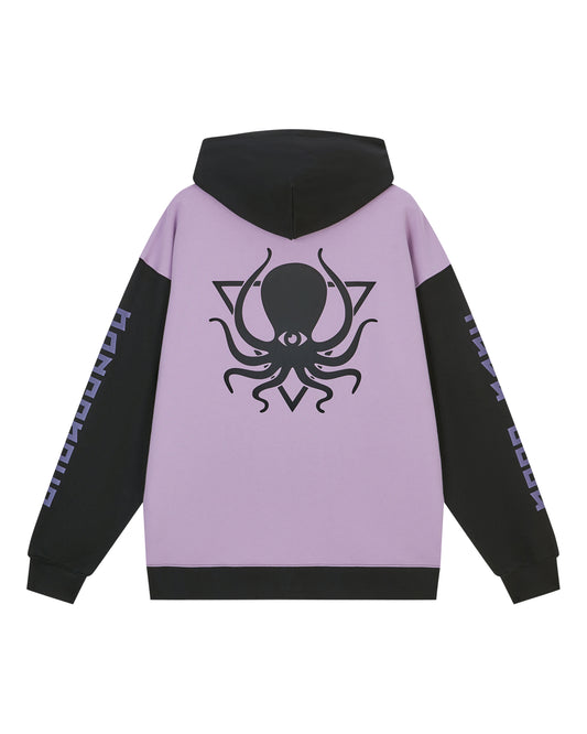 DUSTY PURPLE COLOR BLOCK ZIP UP HOODIE