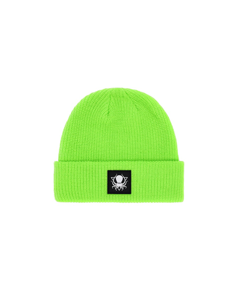 SLIME GREEN RUBBER PATCH BEANIE