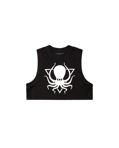 SCHWARZES CROP-TOP-TANK 