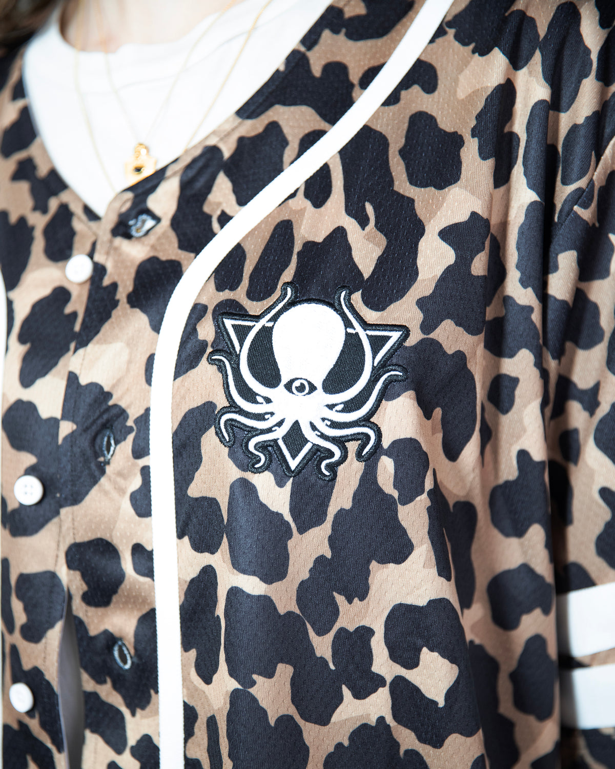 LEOPARD CAMO BASEBALL JERSEY