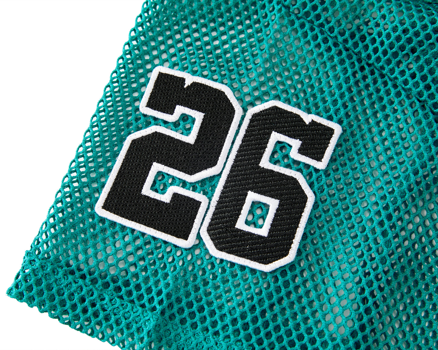 TEAL MESH CROP TOP JERSEY