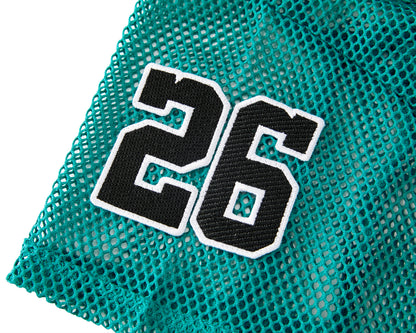TEAL MESH CROP TOP JERSEY