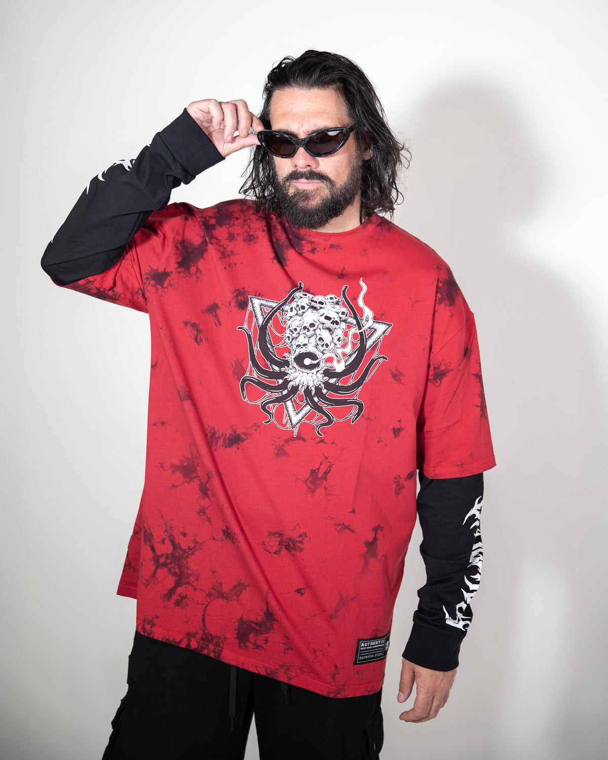 SQUIDSKULL RED TIEDYE DUAL LS