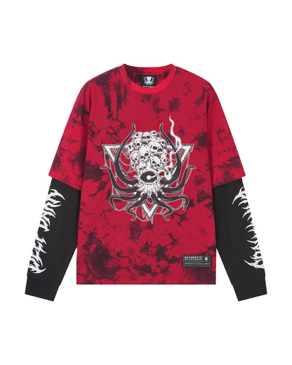 SQUIDSKULL RED TIEDYE DUAL LS