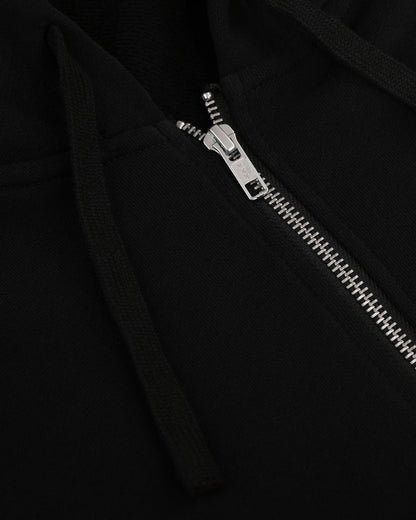 TIEFSCHWARZER HOODIE MIT REISSVERSCHLUSS