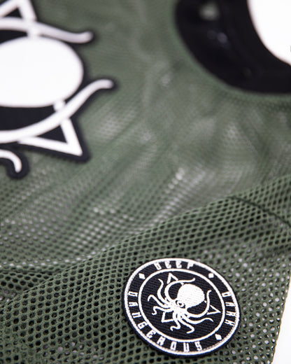 ARMY GREEN MESH CROP TOP JERSEY