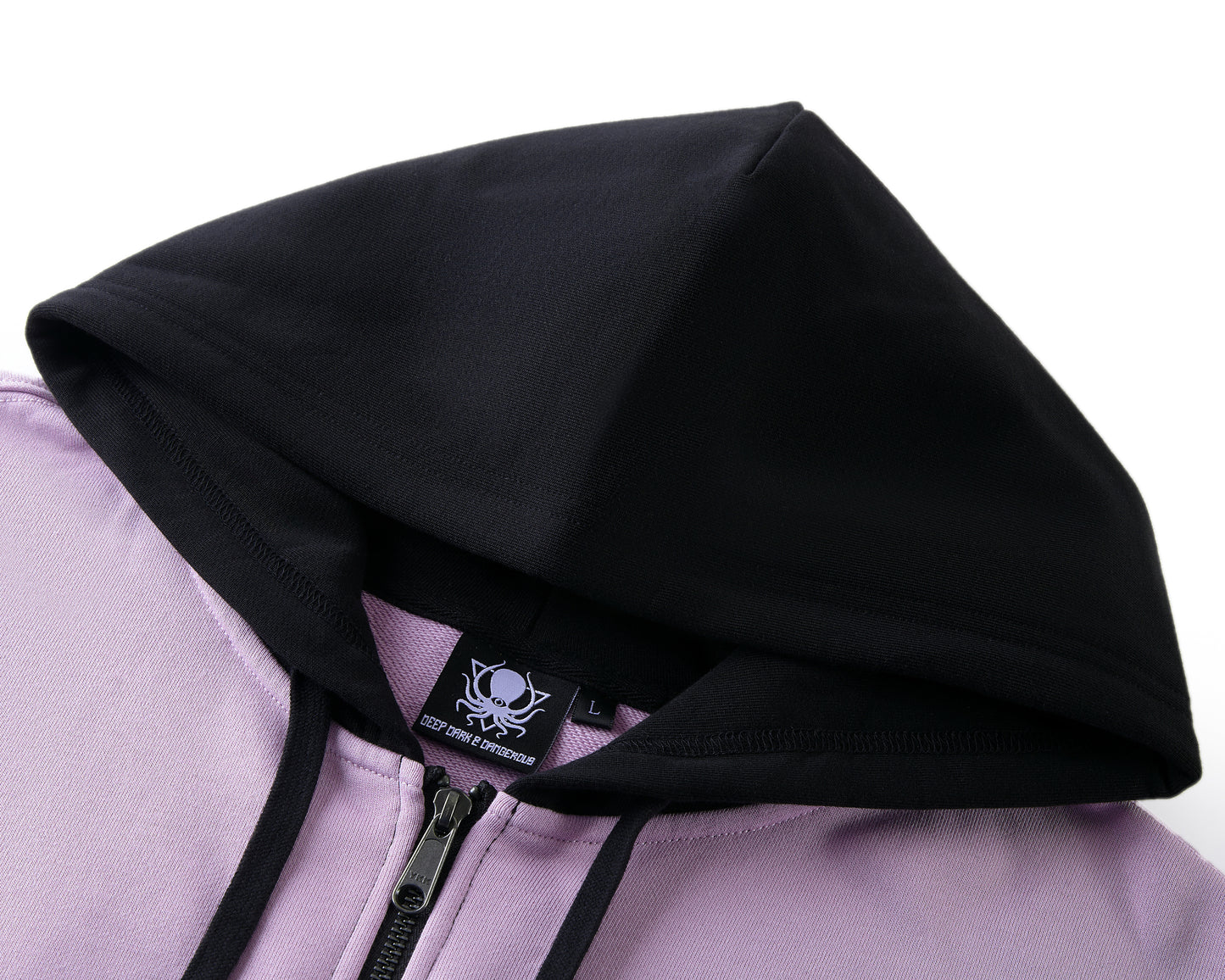 DUSTY PURPLE COLOR BLOCK ZIP UP HOODIE