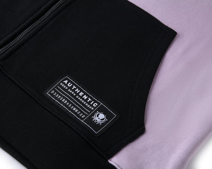 DUSTY PURPLE COLOR BLOCK ZIP UP HOODIE