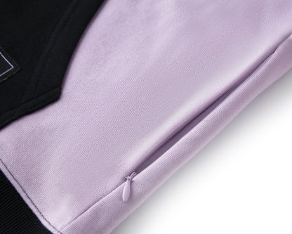 DUSTY PURPLE COLOR BLOCK ZIP UP HOODIE