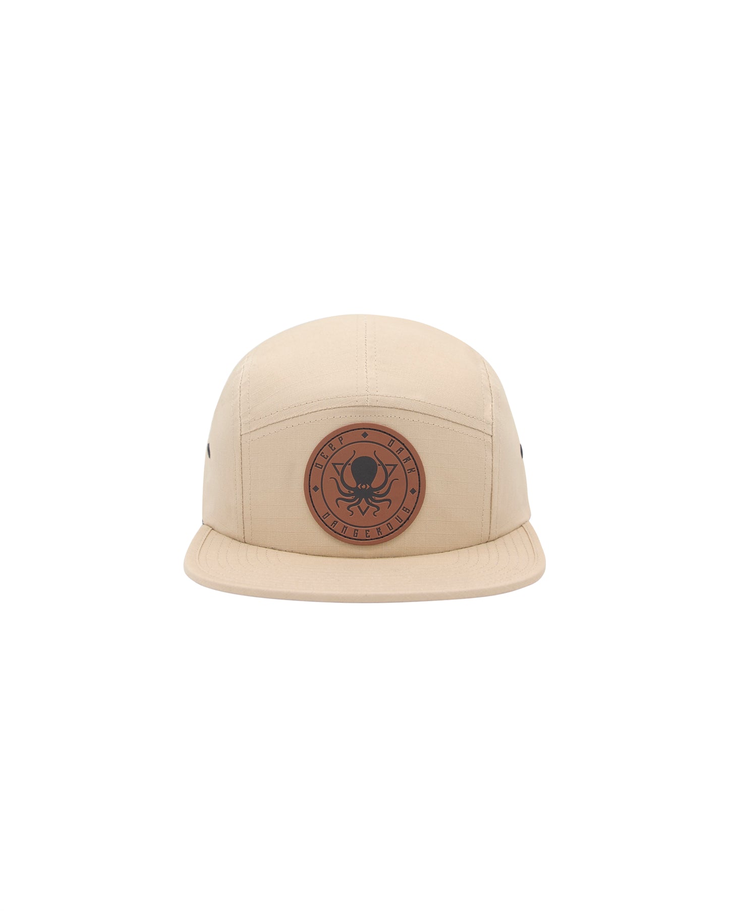 BEIGE LEATHER PATCH FIVE PANEL
