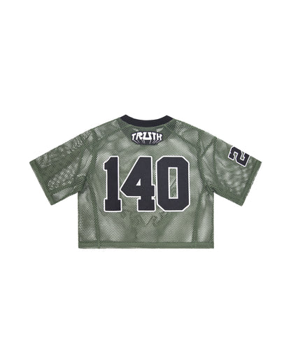 ARMY GREEN MESH CROP TOP JERSEY