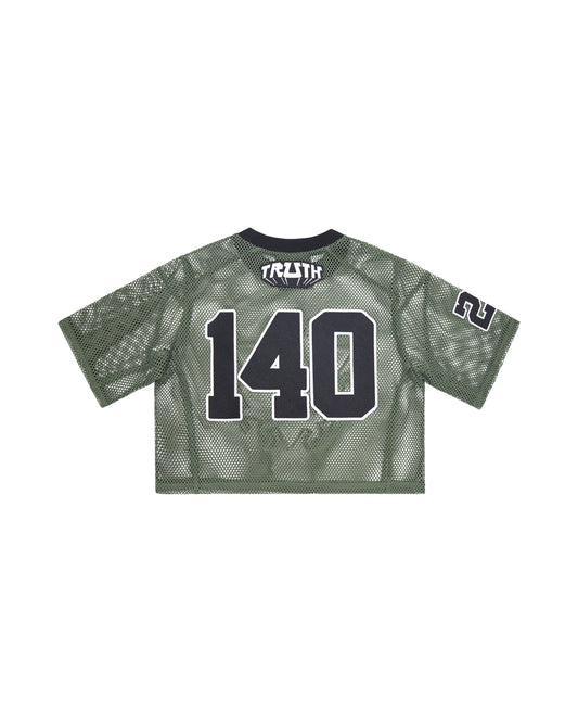 ARMY GREEN MESH CROP TOP JERSEY