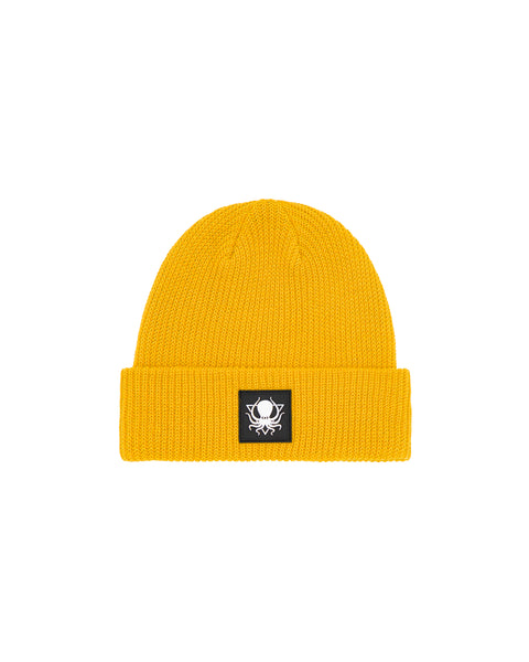 GOLDEN YELLOW RUBBER PATCH BEANIE