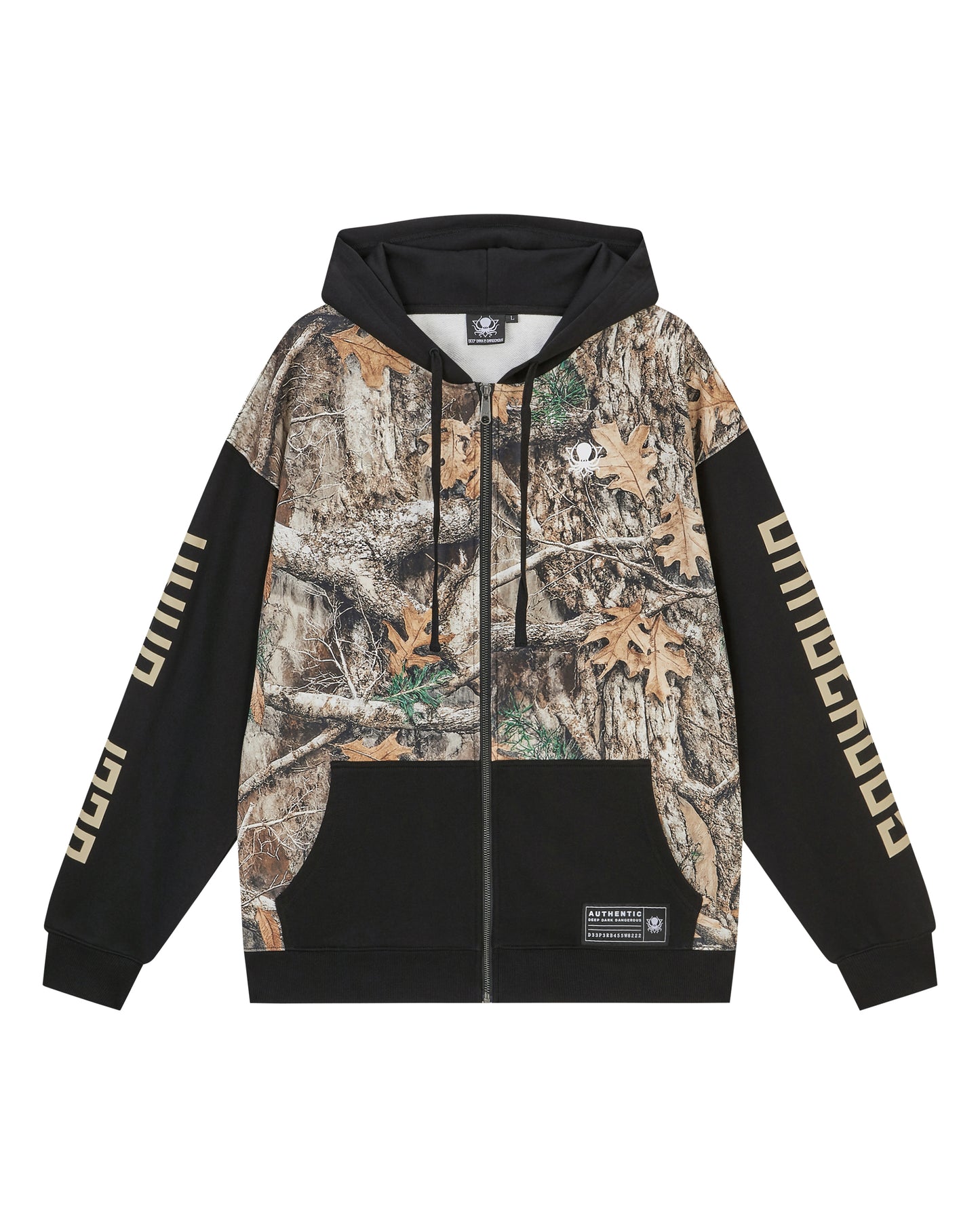 FOREST CAMO COLOR BLOCK ZIP UP HOODIE