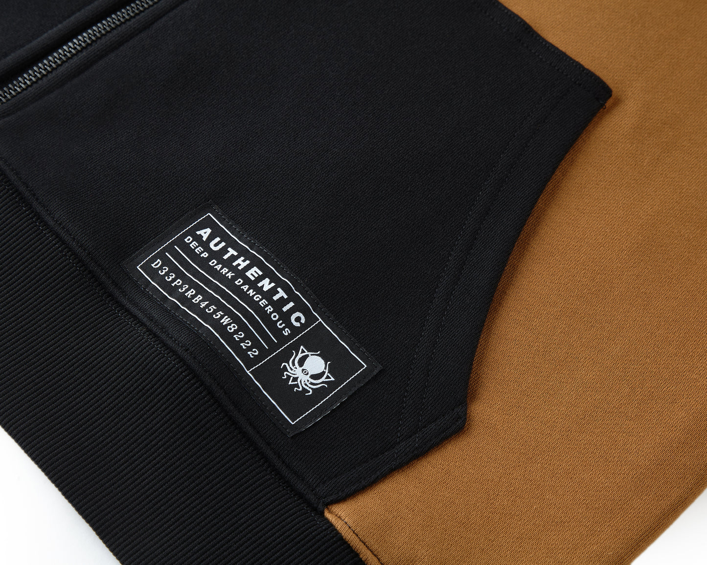 MAPLE BROWN COLOR BLOCK ZIP UP HOODIE