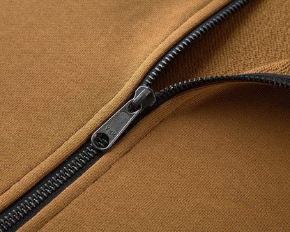 MAPLE BROWN COLOR BLOCK ZIP UP HOODIE