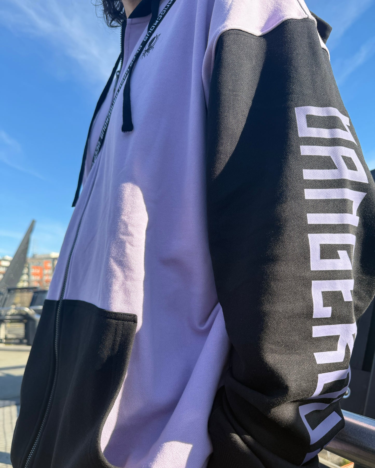 DUSTY PURPLE COLOR BLOCK ZIP UP HOODIE