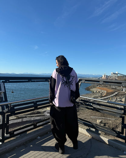 DUSTY PURPLE COLOR BLOCK ZIP UP HOODIE